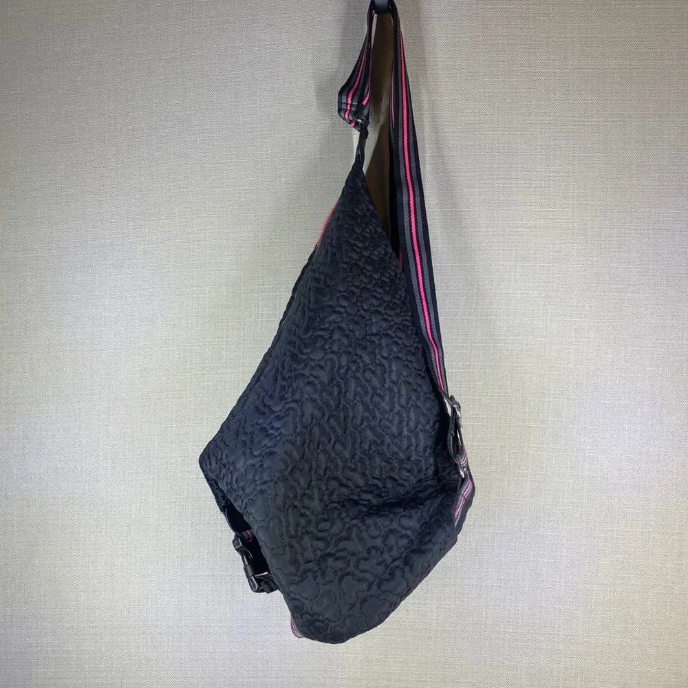 Disney Mickey Mouse Quilted Sling Backpack Black Pink Teardrop Bag